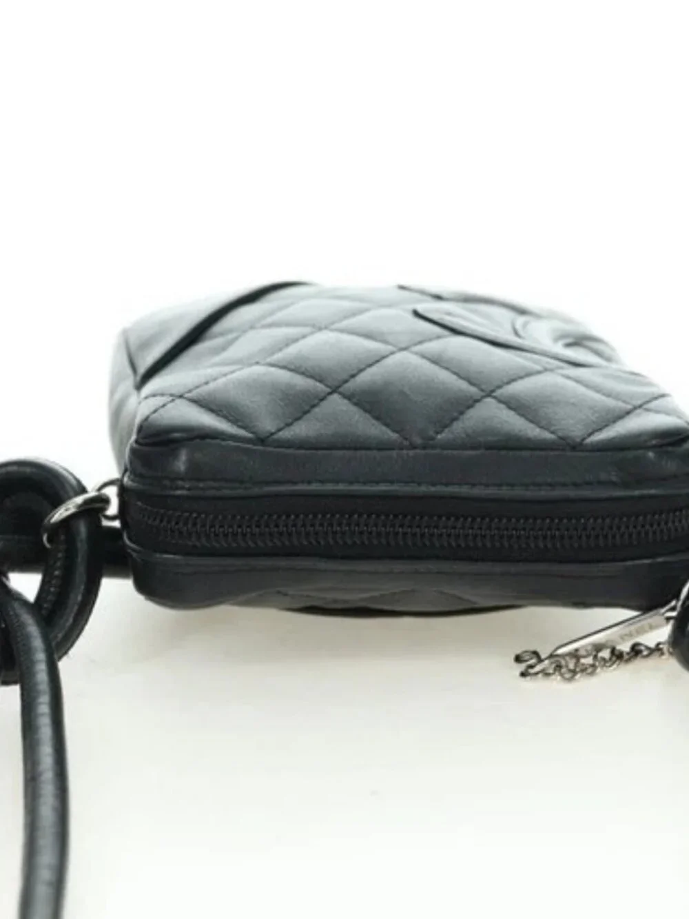 CHANEL Cambon Line Matelasse Shoulder Bag Leather Black Silver CC Auth bs34918M